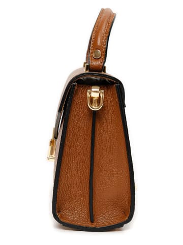 Mia Tomazzi Leren schoudertas ''Barzini'' lichtbruin - (B)27 x (H)16 x (D)8 cm