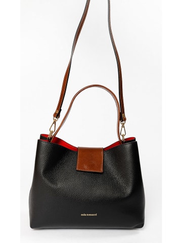 Mia Tomazzi Leren handtas "Fusetti" zwart - (B)34 x (H)25 x (D)13 cm