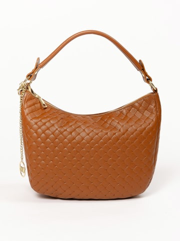 Mia Tomazzi Leder-Schultertasche "Cabrini" in Hellbraun - (B)28 x (H)20 x (T)8 cm