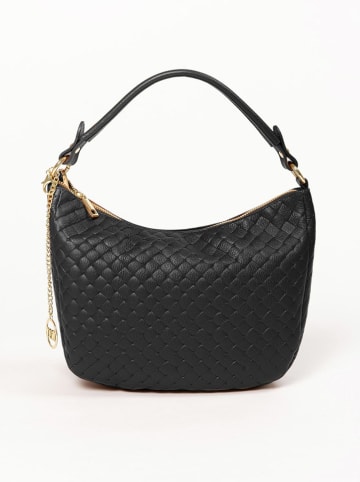 Mia Tomazzi Leder-Schultertasche "Cabrini" in Schwarz - (B)28 x (H)20 x (T)8 cm