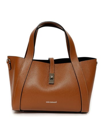 Mia Tomazzi Leder-Henkeltasche ''Ettore'' in Hellbraun - (B)31 x (H)20 x (T)17 cm