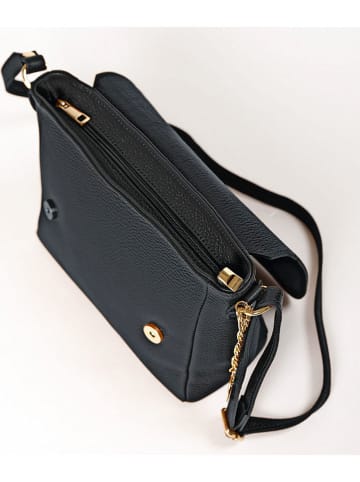 Mia Tomazzi Leder-Umhängetasche "Zanzur" in Schwarz - (B)25 x (H)24 x (T)9 cm