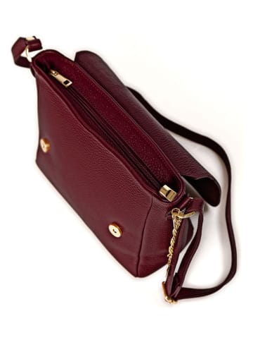 Mia Tomazzi Leder-Umhängetasche ''Zanzur'' in Bordeaux - (B)25 x (H)24 x (T)9 cm