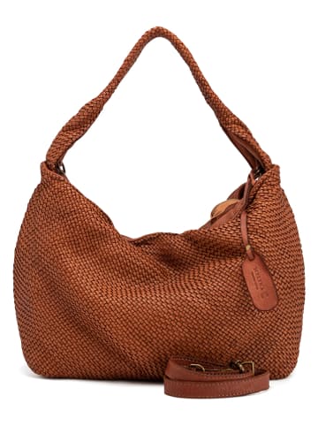 Melina C Leder-Schultertasche "Budoia" in Braun - (B)32 x (H)27 x (T)14 cm