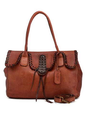 Melina C Leren shopper "Isonzo" lichtbruin - (B)56 x (H)24 x (D)14 cm