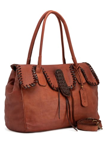 Melina C Leren shopper "Isonzo" lichtbruin - (B)56 x (H)24 x (D)14 cm