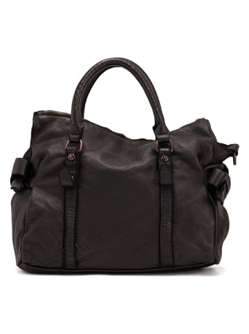 Melina C Leder-Henkeltasche "Meduno" in Schwarz - (B)31 x (H)25 x (T)13 cm