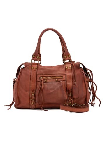 Melina C Leder-Henkeltasche "Pontebba" in Braun - (B)37 x (H)27 x (T)8 cm