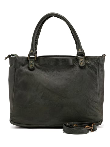 Melina C Leren handtas donkergroen - (B)38 x (H)28 x (D)18 cm