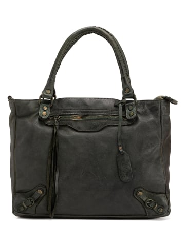 Melina C Leren handtas donkergroen - (B)38 x (H)28 x (D)18 cm