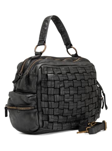 Melina C Leder-Henkeltasche "Alonte" in Schwarz - (B)36 x (H)28 x (T)15 cm