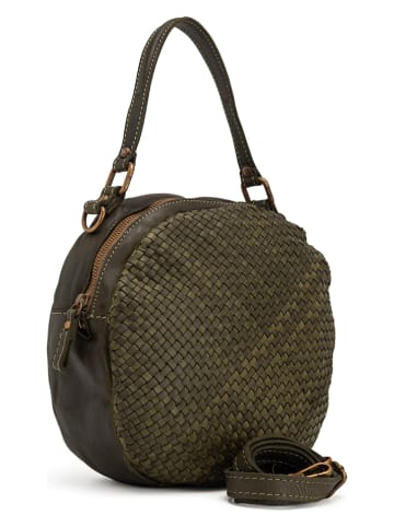 Melina C Skórzana torebka "Belfiore" w kolorze ciemnozielonym - 25 x 23 x 6 cm