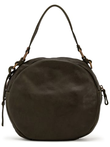 Melina C Leren handtas "Belfiore" donkergroen - (B)25 x (H)23 x (D)6 cm