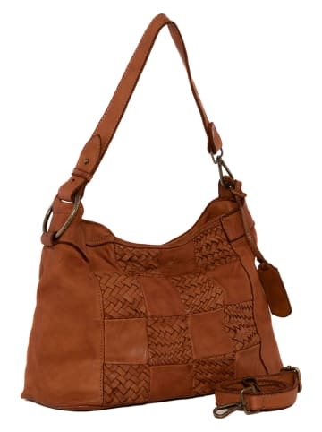 Melina C Leder-Schultertasche "Bulciago" in Camel - (B)34 x (H)23 x (T)16 cm