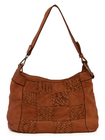 Melina C Leder-Schultertasche "Bulciago" in Camel - (B)34 x (H)23 x (T)16 cm