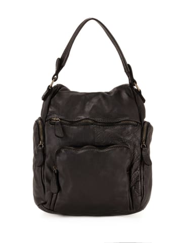 Melina C Leder-Schultertasche "Alberobello" in Schwarz - (B)26 x (H)32 x (T)11 cm