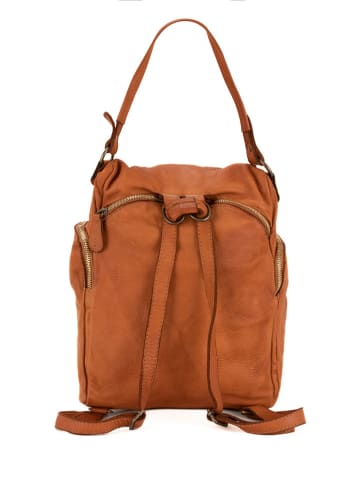 Melina C Leder-Schultertasche "Alberobello" in Camel - (B)26 x (H)32 x (T)11 cm