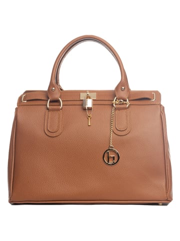 Lia Biassoni Leren handtas "Nure" cognackleurig - (B)36 x (H)28 x (D)18 cm