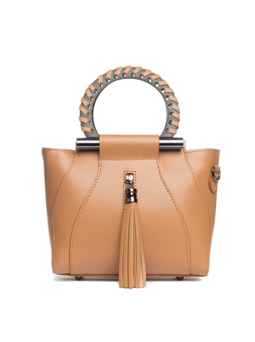 Lia Biassoni Leder-Henkeltasche "Garlate" in Hellbraun - (B)28 x (H)21 x (T)10 cm