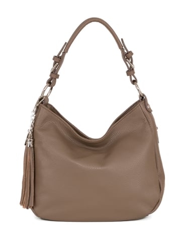 Lia Biassoni Skórzana torebka "Monate" w kolorze szarobrązowym - 36 x 26 x 10 cm