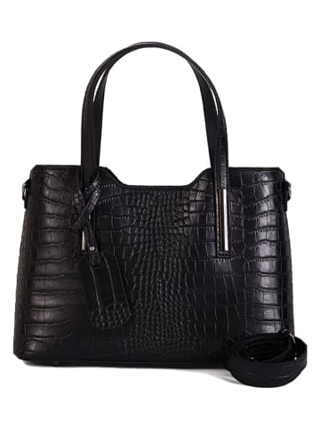 Lia Biassoni Leder-Schultertasche "Acco" in Schwarz - (B)32 x (H)22 x (T)12 cm