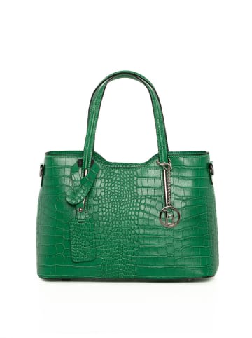 Lia Biassoni Leren schoudertas "Acco" groen - (B)32 x (H)22 x (D)12 cm