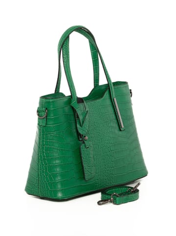 Lia Biassoni Leren schoudertas "Acco" groen - (B)32 x (H)22 x (D)12 cm