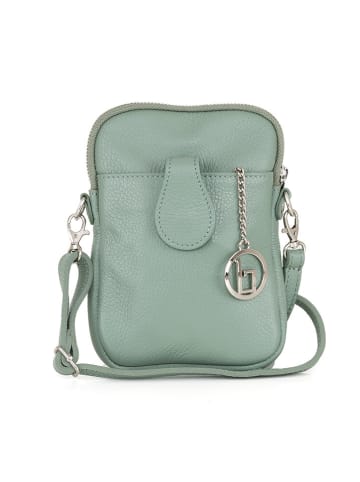 Lia Biassoni Leder-Handytasche "Paglia" in Mint - (B)15 x (H)20 x (T)1 cm