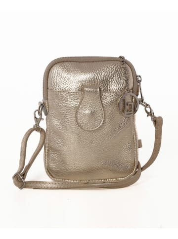 Lia Biassoni Leren smartphonetas "Paglia" goudkleurig - (B)15 x (H)20 x (D)1 cm