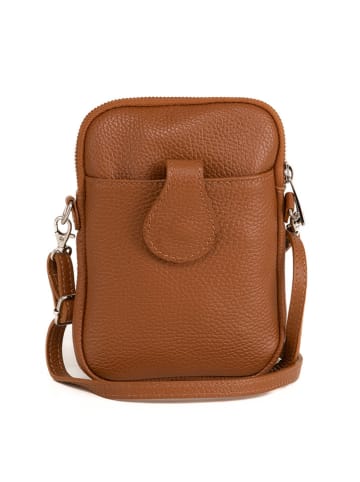 Lia Biassoni Leren smartphonetas "Paglia" cognackleurig - (B)15 x (H)20 x (D)1 cm