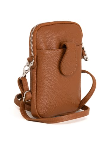 Lia Biassoni Leren smartphonetas "Paglia" cognackleurig - (B)15 x (H)20 x (D)1 cm