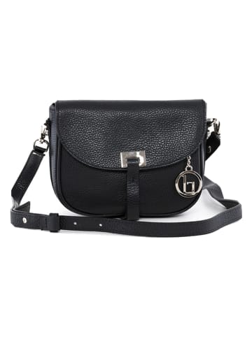 Lia Biassoni Leder-Umhängetasche "Neva" in Schwarz - (B)20 x (H)16 x (T)6 cm
