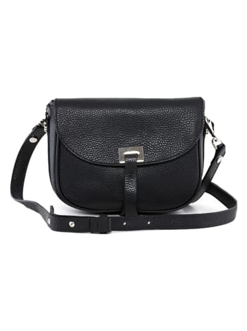 Lia Biassoni Leder-Umhängetasche "Neva" in Schwarz - (B)20 x (H)16 x (T)6 cm