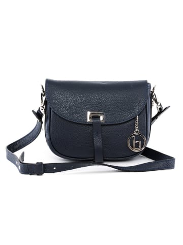 Lia Biassoni Leder-Umhängetasche "Neva" in Dunkelblau - (B)20 x (H)16 x (T)6 cm