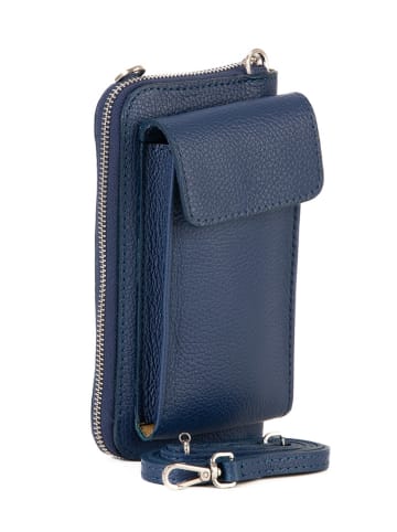 Lia Biassoni Leren smartphonetas "Cerca" blauw - (B)11 x (H)19 x (D)4 cm