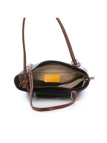 Lia Biassoni Leren schoudertas donkerblauw - (B)28 x (H)55 x (D)9 cm