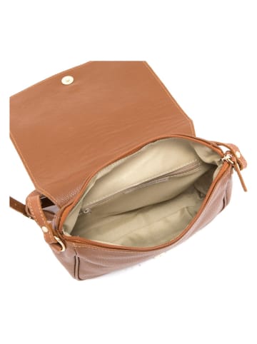 Pia Sassi Leren schoudertas lichtbruin - (B)25 x (H)23 x (D)7 cm