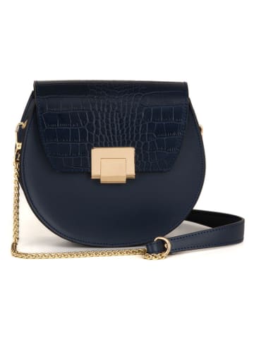 Pia Sassi Leren schoudertas "Cima Carnera" donkerblauw - (B)24 x (H)18 x (D)7 cm