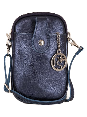 Pia Sassi Skórzana torebka "Serottini" w kolorze granatowym na telefon - 11 x 19 x 2 cm
