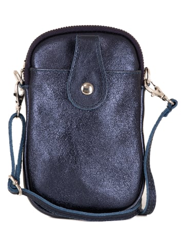 Pia Sassi Skórzana torebka "Serottini" w kolorze granatowym na telefon - 11 x 19 x 2 cm