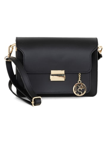 Pia Sassi Leder-Umhängetasche "Carbonara" in Schwarz - (B)23 x (H)17 x (T)10 cm