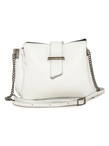 Mia Tomazzi Leren schoudertas "Cipria" wit - (B)21 x (H)17 x (D)10 cm