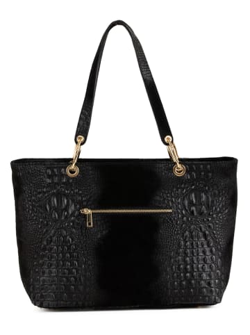 Mia Tomazzi Leren shopper "Cilento" zwart - (B)42 x (H)58 x (D)14 cm