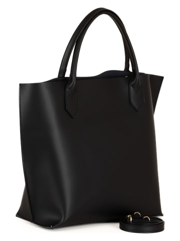 Mia Tomazzi Leder-Shopper "Cevedale" in Schwarz - (B)44 x (H)32 x (T)13 cm