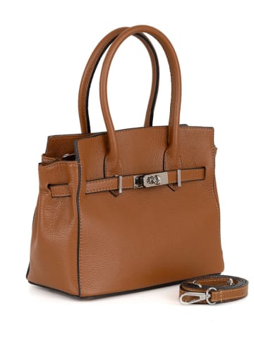 Mia Tomazzi Leder-Henkeltasche "Fraccaroli" in Hellbraun - (B)24 x (H)21 x (T)12 cm