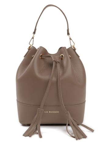 Lia Biassoni Leder-Henkeltasche "Ancinale" in Taupe - (B)25 x (H)27 x (T)17 cm