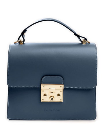 Lia Biassoni Leder-Henkeltasche "Melacce" in Dunkelblau - (B)27 x (H)24 x (T)8 cm