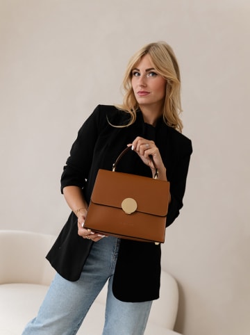 Lia Biassoni Leder-Henkeltasche "Ensa" in Camel - (B)26 x (H)22 x (T)12 cm
