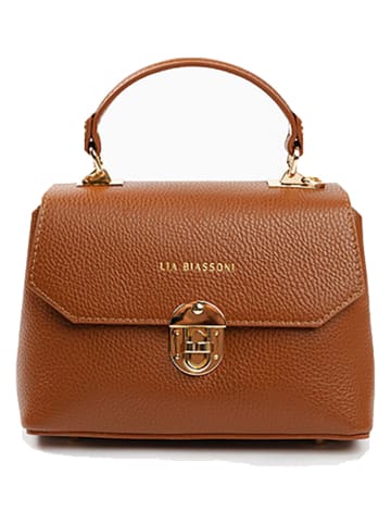 Lia Biassoni Leren handtas lichtbruin - (B)23 x (H)16 x (D)12 cm