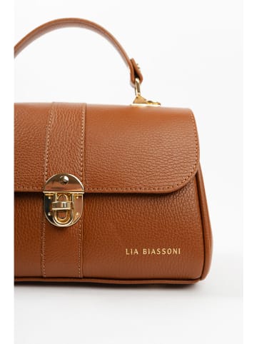 Lia Biassoni Leder-Henkeltasche in Hellbraun - (B)27 x (H)19 x (T)13 cm